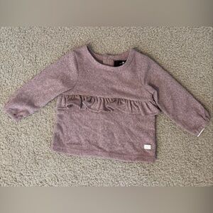 7 For All Mankind Pink Mist Ruffle Top Baby Girl 3/6months Long Sleeve Cute